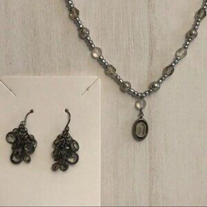 Rhinestone Beaded Necklace & Dangle Earring Set